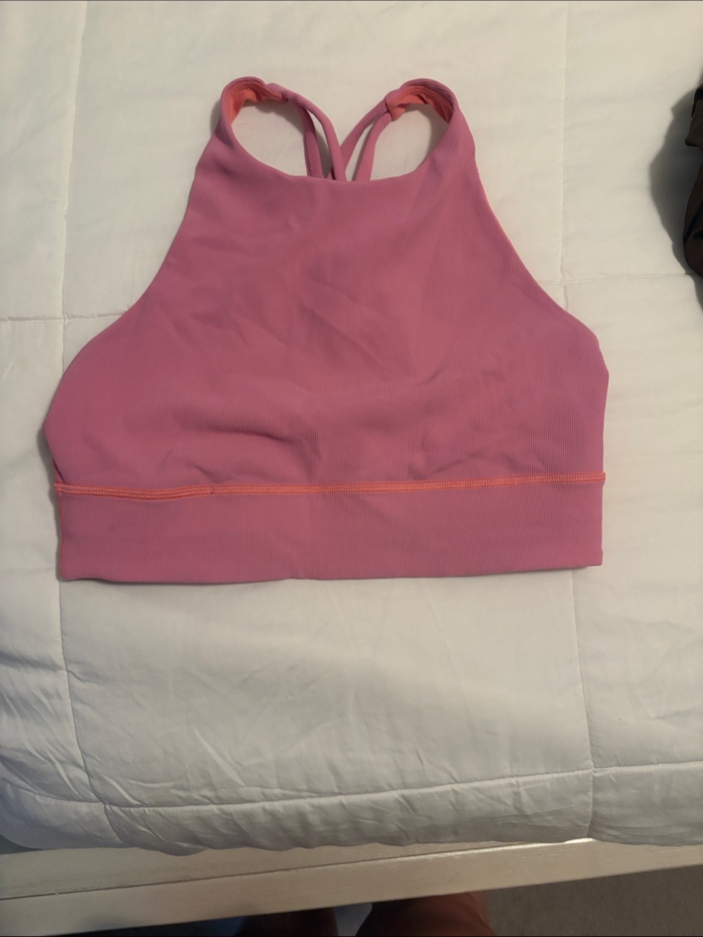 lululemon athletica Pink High-Neck Sports Bralette with Orange Trim
